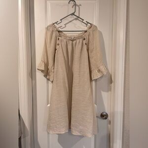 NAIF Cream Ruffled Off-Shoulder Sundress